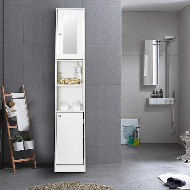 Meerveil Bathroom Cabinet, Tall and Slim, Providing a Mirror