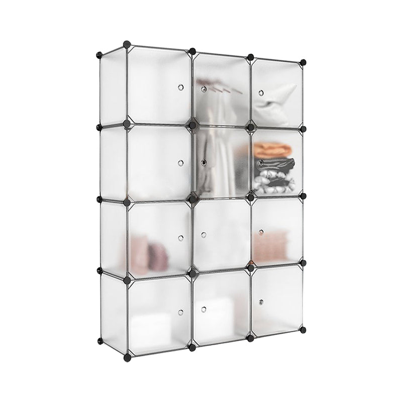 Meerveil Schlafzimmer Kleiderschrank aus PP, 12 Würfel/20 Würfel, weiß und transparent