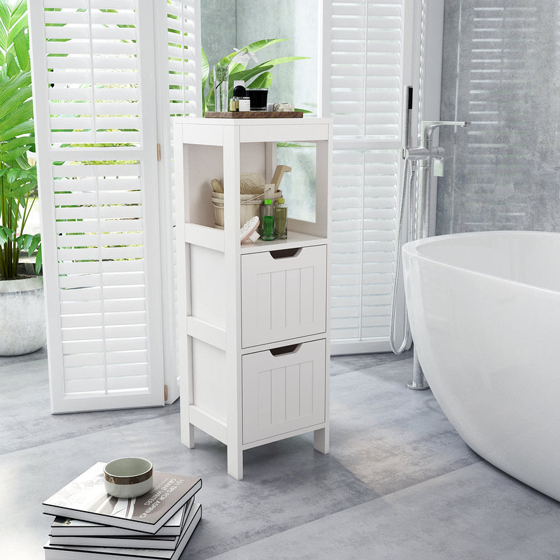 Meerveil Meuble de salle de bain simple, couleur blanche, brut simple, 2 tiroirs