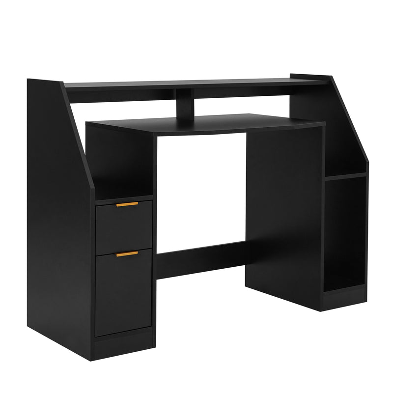Meerveil LED Computer Table, Black colour, with 2 Doors