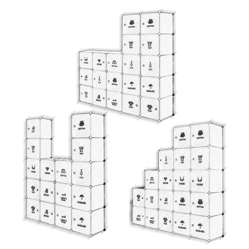 Meerveil Armadio portaoggetti in PP per camera da letto, 20 cubi, adesivi creativi offerti