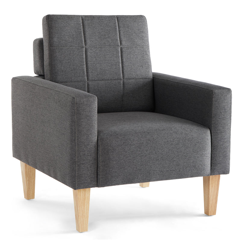Meerveil Modern Armchair, Dark Grey Color, Solid Wood Frame Inside