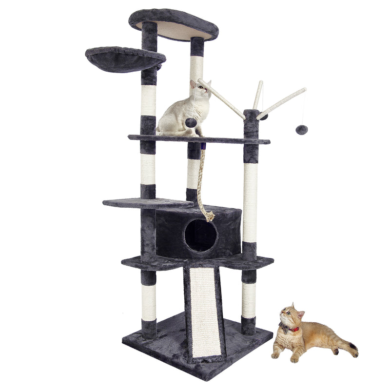 Meerveil Tiragraffi per gatti, di grandi dimensioni, con scale, cuccette e piattaforme per saltare