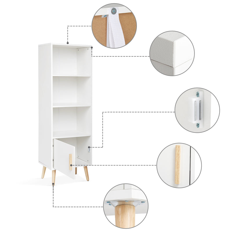 Meerveil Modern Storage Cabinet, White Color, Single Raw and Multilayer