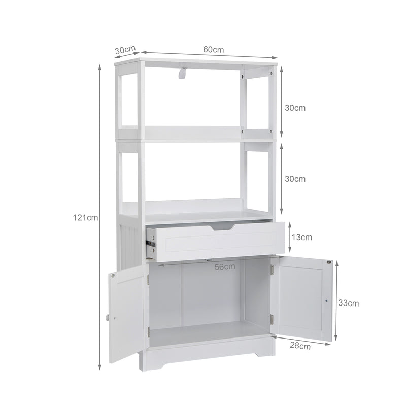 Meerveil Simple Bathroom Cabinet, White Color, The Upper Open Space, Single Drawer and Door