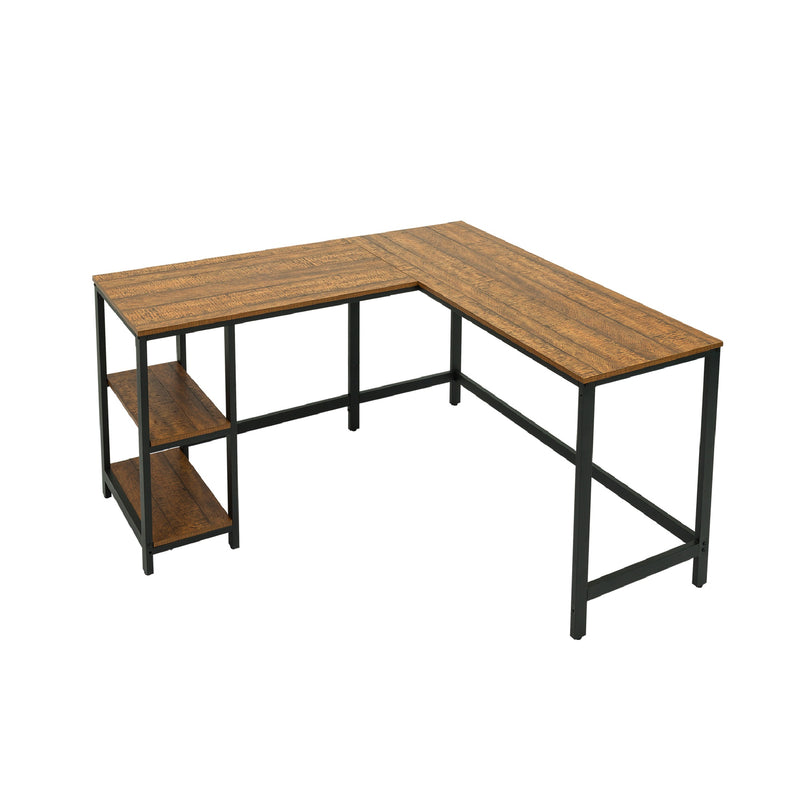 Meerveil Retro Industrial Computer Table£¬L-shaped, with Open Storage Spaces