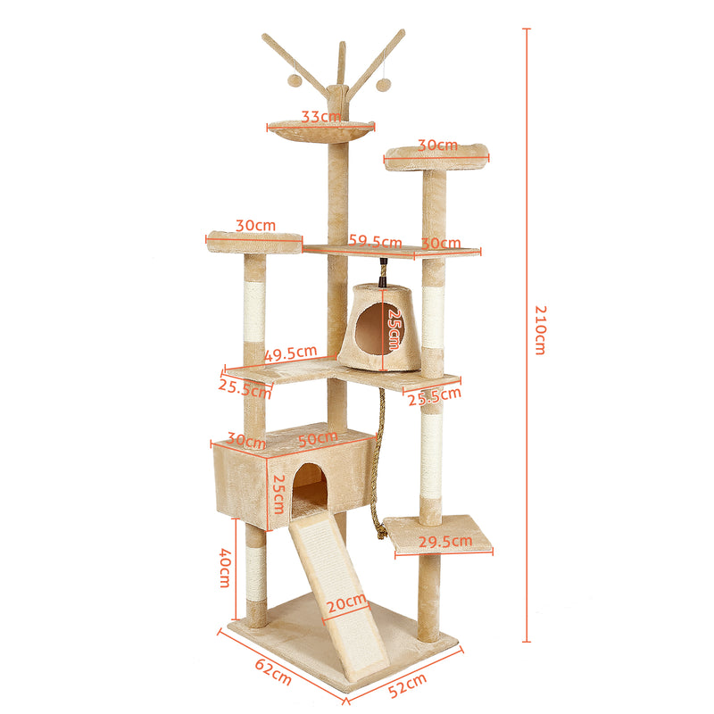 Meerveil Tiragraffi per gatti, di grandi dimensioni, sette livelli di diverse altezze