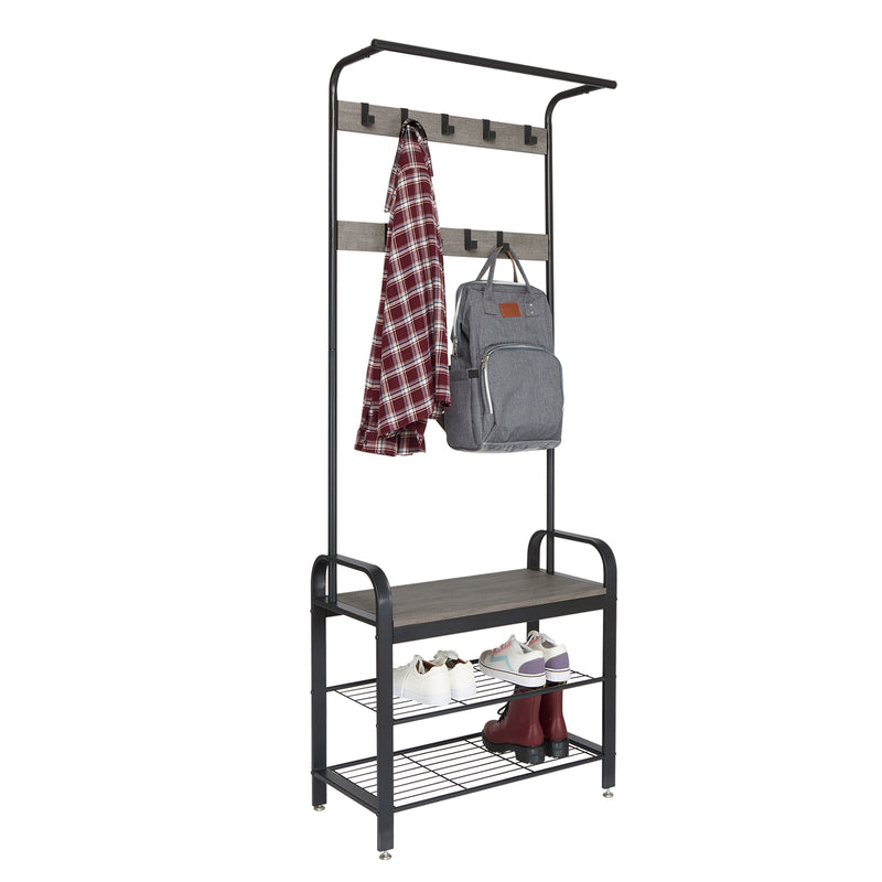 Meerveil Coat Rack, with Shoe Storage Bench and Anti-tip Straps