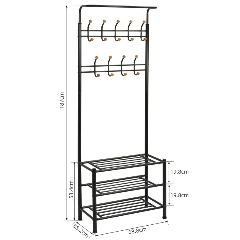Meerveil Hall Tree with Storage Bench, Thickened Steel Tube Assembled