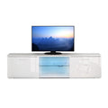Meerveil Meuble TV LED, Couleur Noir/Blanc, Grand Espace de Rangement