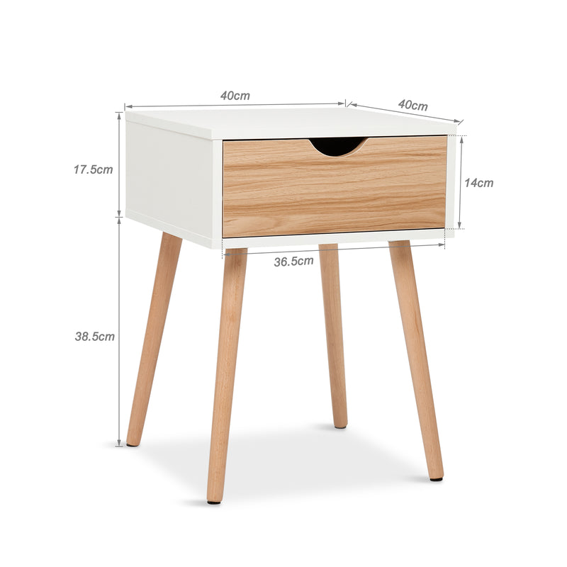 Meerveil Modern Storage Cabinet, White and Oak Color Matching, Single Drawer