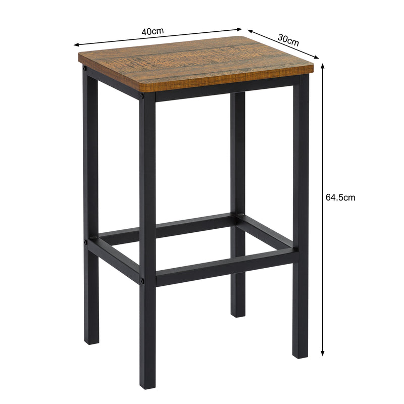 Meerveil Retro Industrial Bar Table Sets, Dark Wood Grain Color