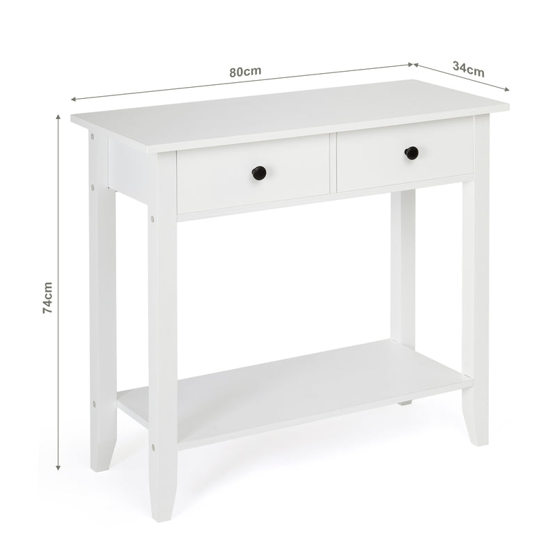 Meerveil Minimalist Style Console Table,White Wooden Color, with 2/ 3 Drawers