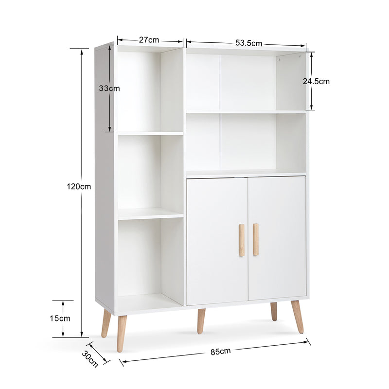 Meerveil Modern Storage Cabinet, White Color, Adjustable Partitions