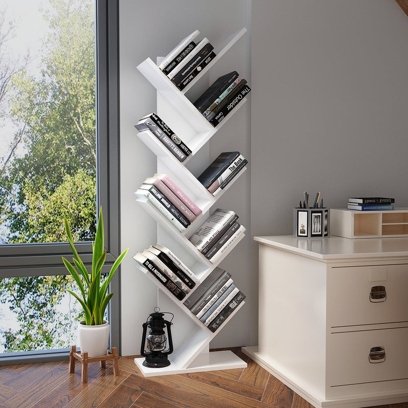Meerveil Modern Bookcase, Tree-shape Design, 9 Tier Tree