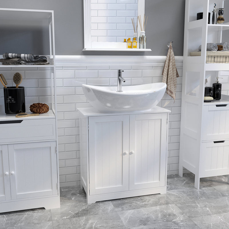 Meerveil Simple Bathroom Cabinet, White Color, 2 Doors