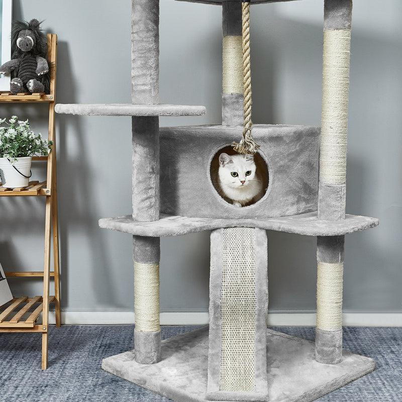 Meerveil Tiragraffi per gatti, di grandi dimensioni, con scale, cuccette e piattaforme per saltare
