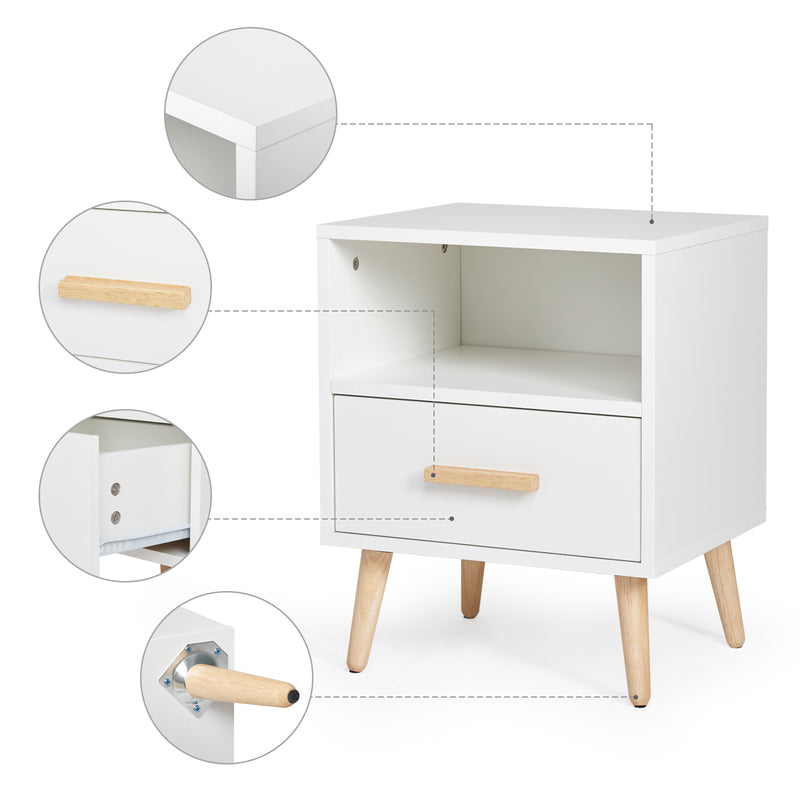 Meerveil Modern Storage Cabinet, White Color, Single Storage Unit and Drawer