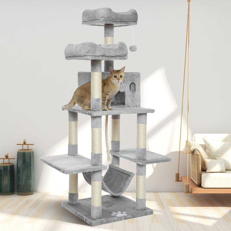 Meerveil Tiragraffi per gatti, di medie dimensioni, con piattaforme dall'aspetto e amaca