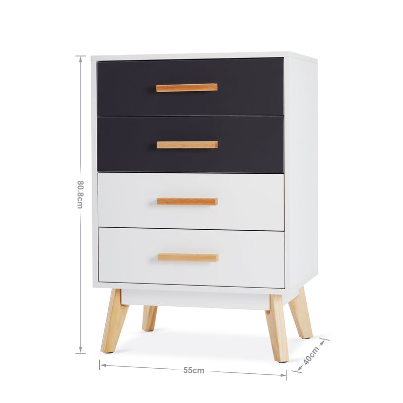 Meerveil Storage Cabinet, White and Grey, with 4 Drawers